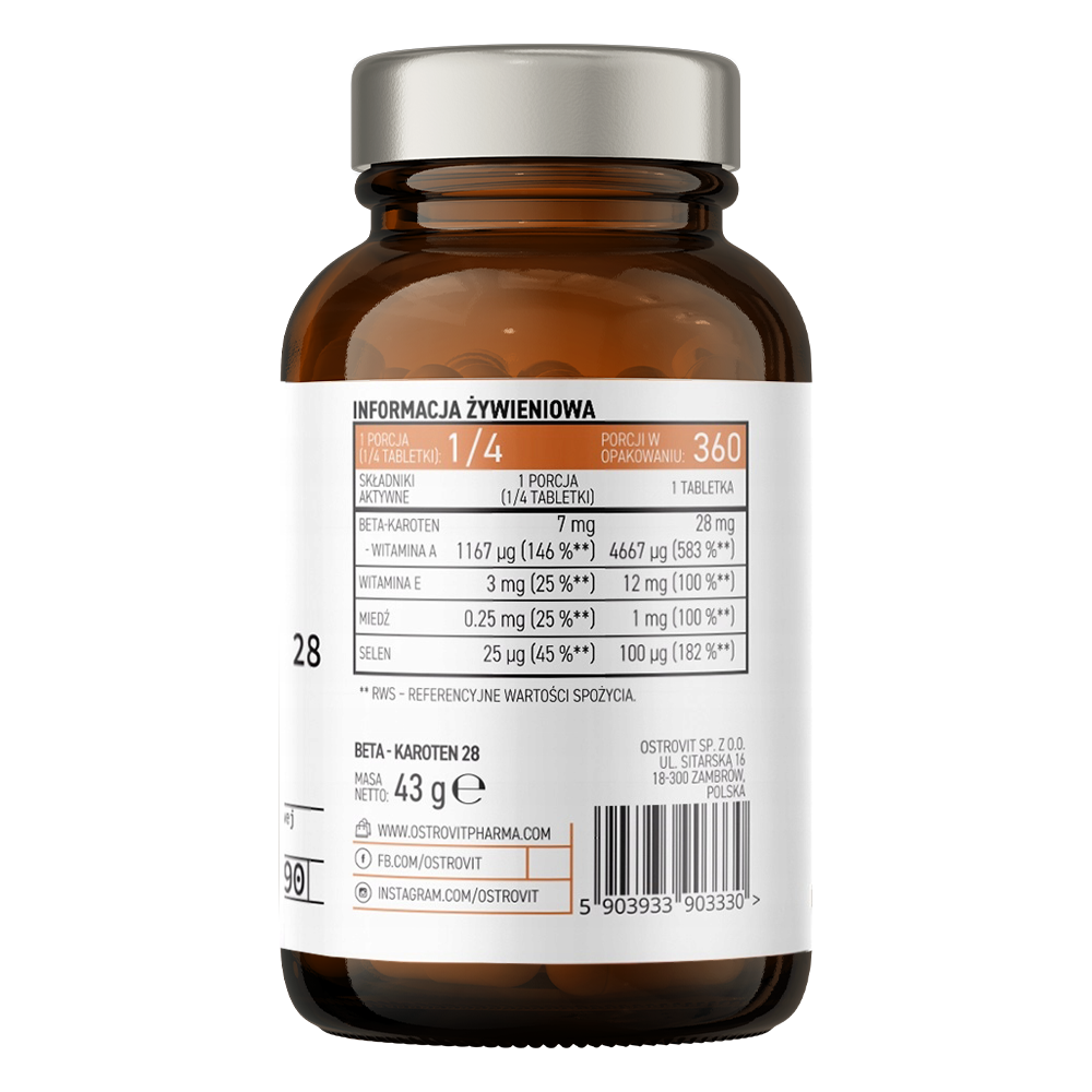 OstroVit Pharma Beta-Carotene 28 mg 90 tabs
