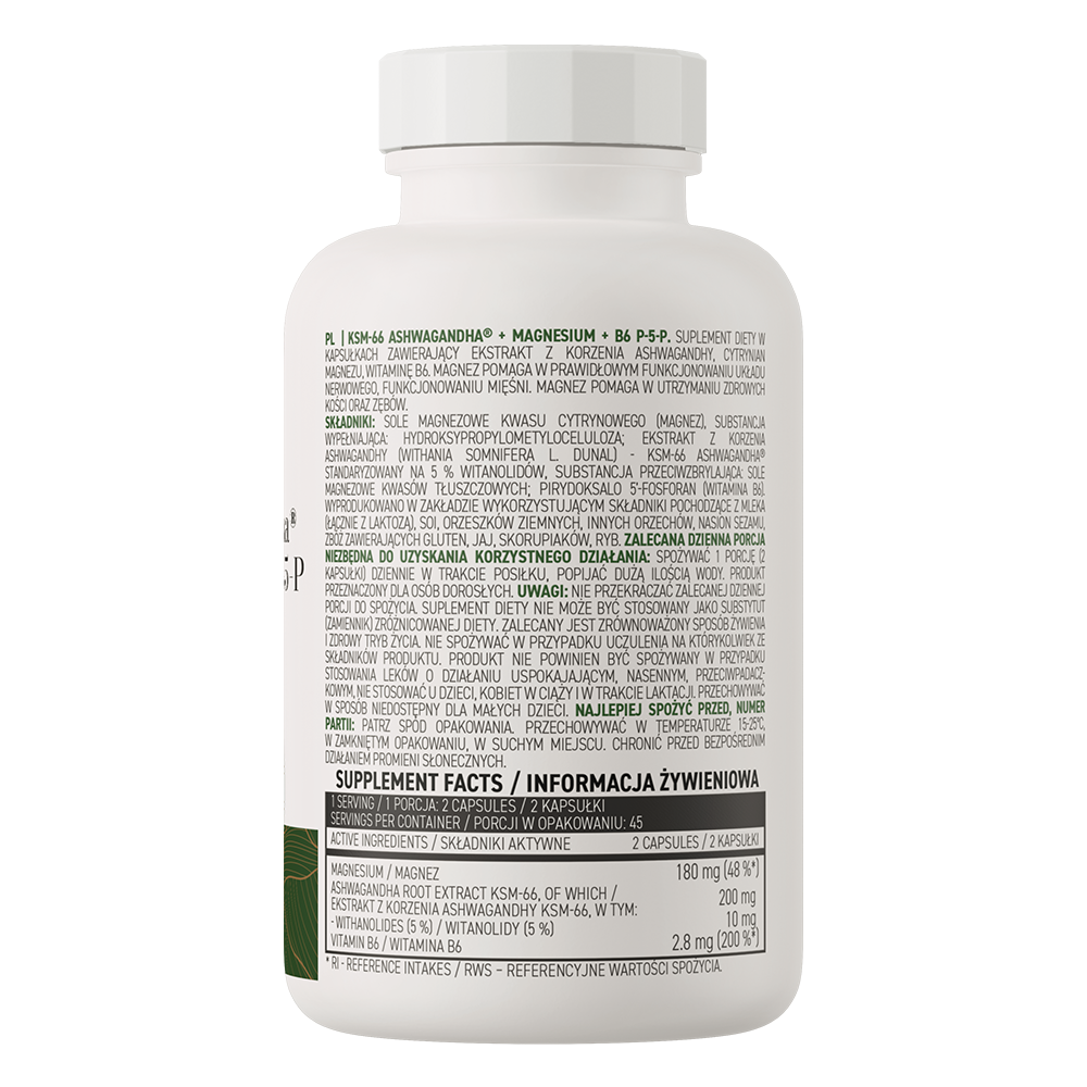 OstroVit Ashwagandha  KSM-66  + Magnesium + B6 P-5-P Vege 90 caps