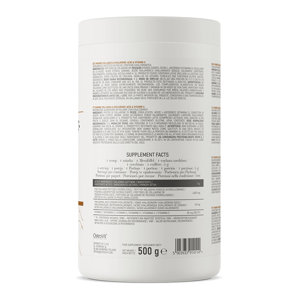 OstroVit Collagen Marine + Hyaluronic Acid + Vitamin C 500 g манго з ананасом