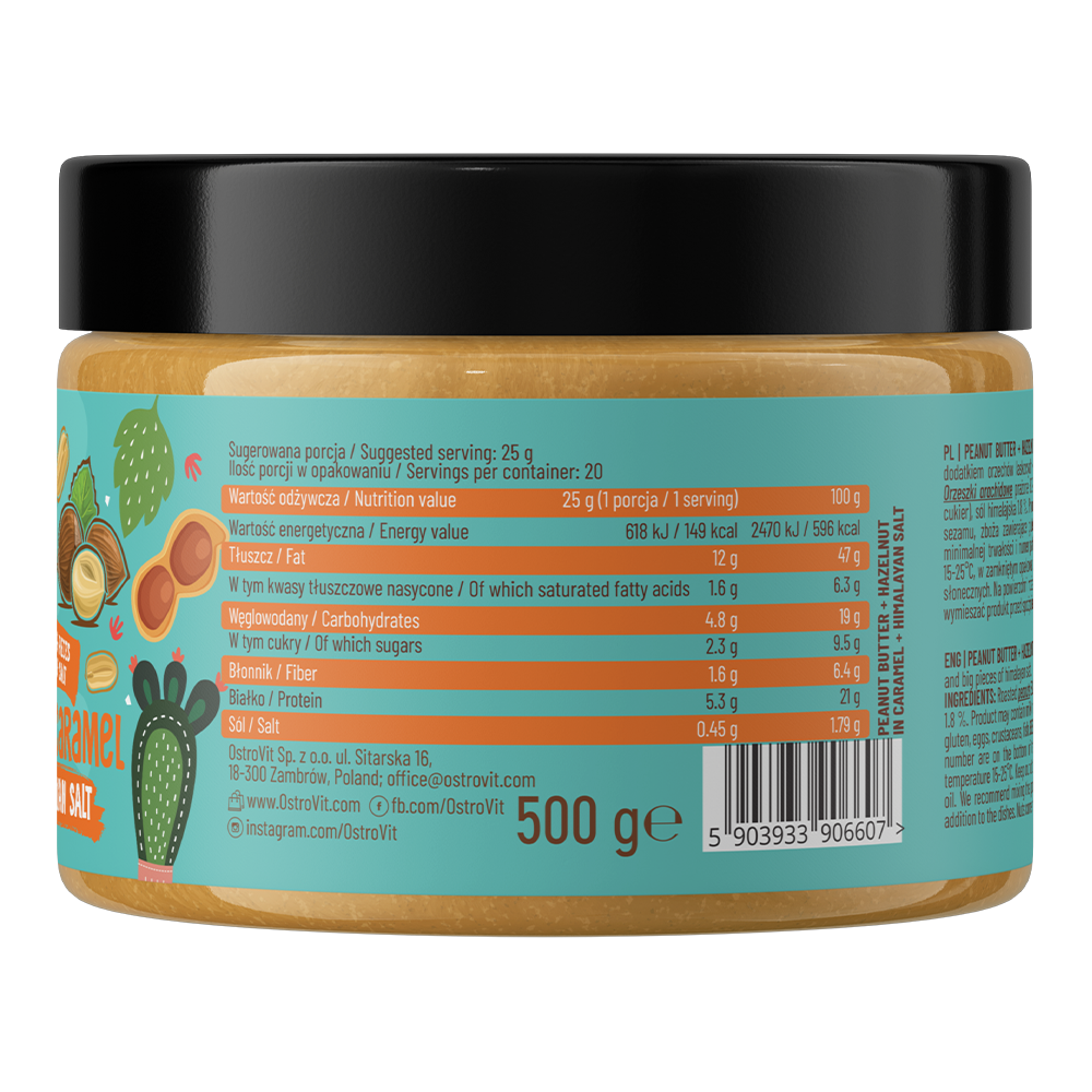 OstroVit Peanut Butter + Hazelnut in Caramel + Himalayan Salt 500 g