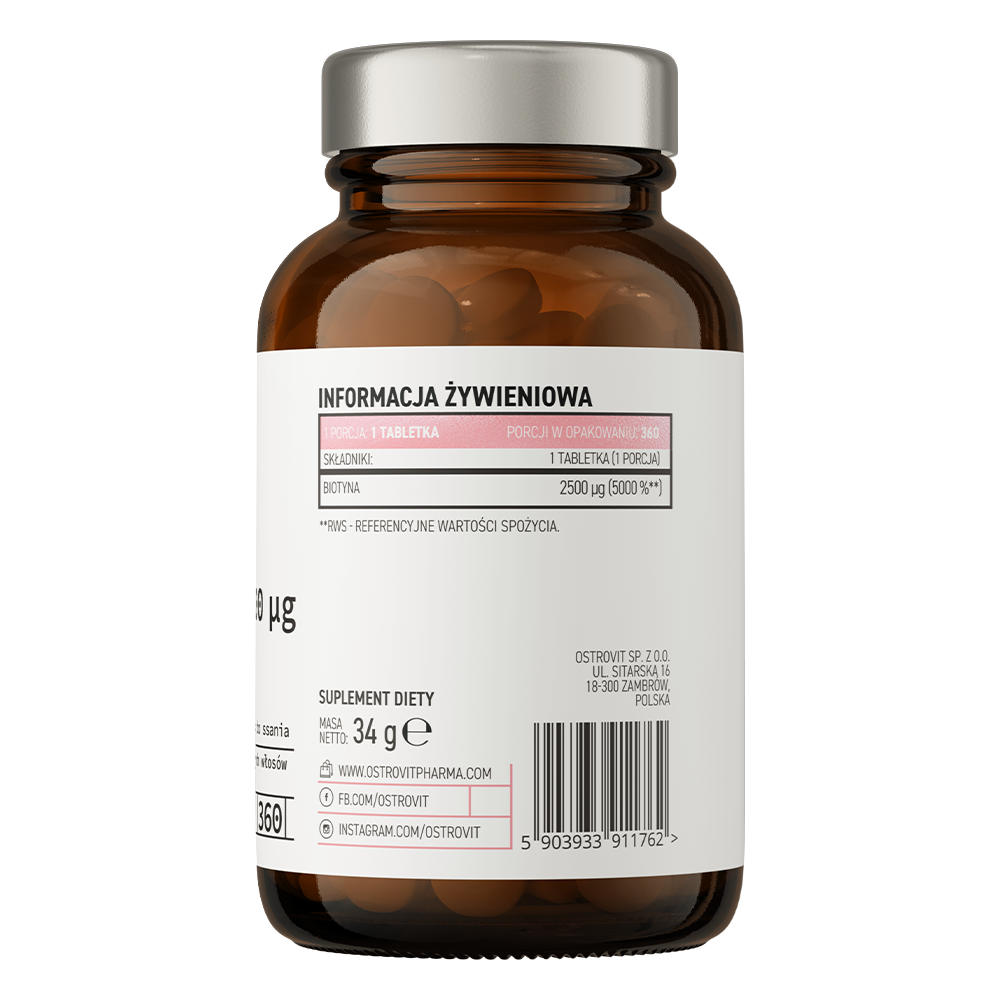 OstroVit Pharma Biotin 2500 μg lozenges 360 tabs полуниця
