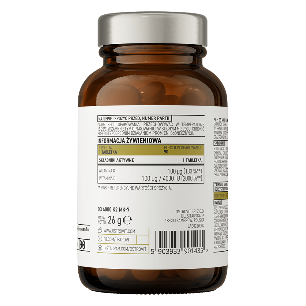 OstroVit Pharma Elite D3 4000 + K2 MK-7 90 tabs