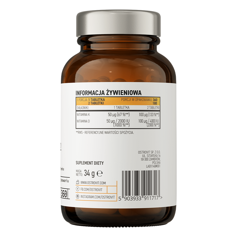 OstroVit Pharma Vitamin D3 2000 IU + K2 lozenges 360 tabs манго