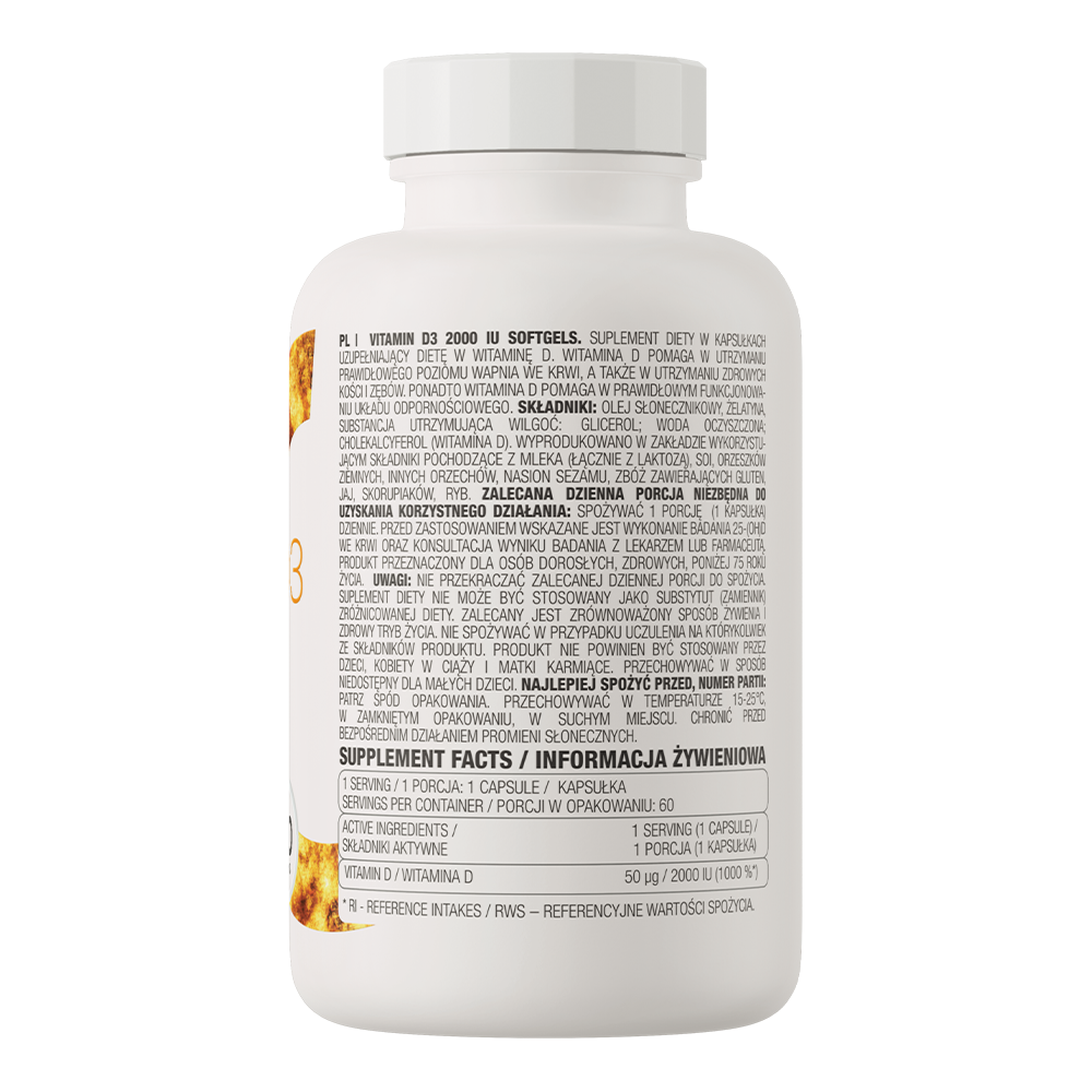 OstroVit Vitamin D3 2000 IU 60 softgel caps