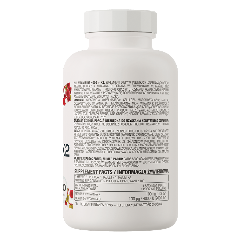 OstroVit VITAMIN D3 4000 + K2 100 tabs