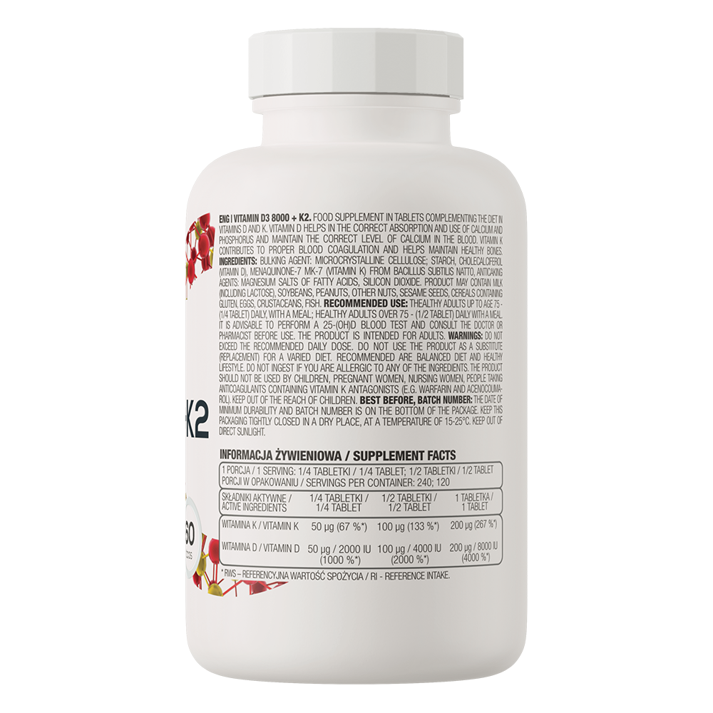 OstroVit Vitamin D3 8000 + K2 60 tabs